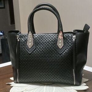 Henri Bendel NY Leather The A List Black Satchel, includes shoulder strap. EUC